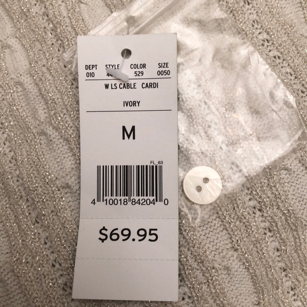 NWT Eddie Bauer sparkly gold cardigan - Picture 5 of 5